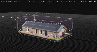 Doormiddel van lidar, fotogrammetrie en Gaussian Splatting, vanuit de lucht ondersteund met grondopnamen.